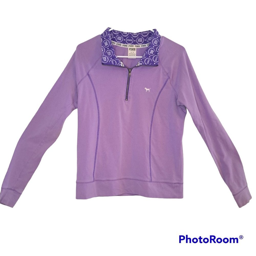 PINK Purple Quarter-Zip Pullover Sweatshirt Athletic Jacket Size Medium